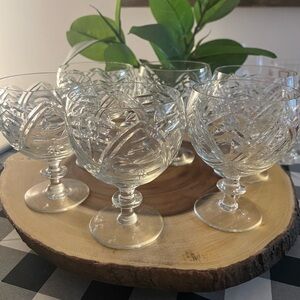 Vintage Elegant Clear Glass Goblet Set Webb Corbett made in England .